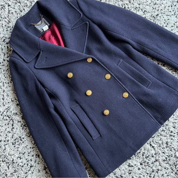 J. Crew Nello Gori Stadium Cloth Coat Navy Blue Wool Blend Peacoat Women’s 10 - Picture 3 of 14